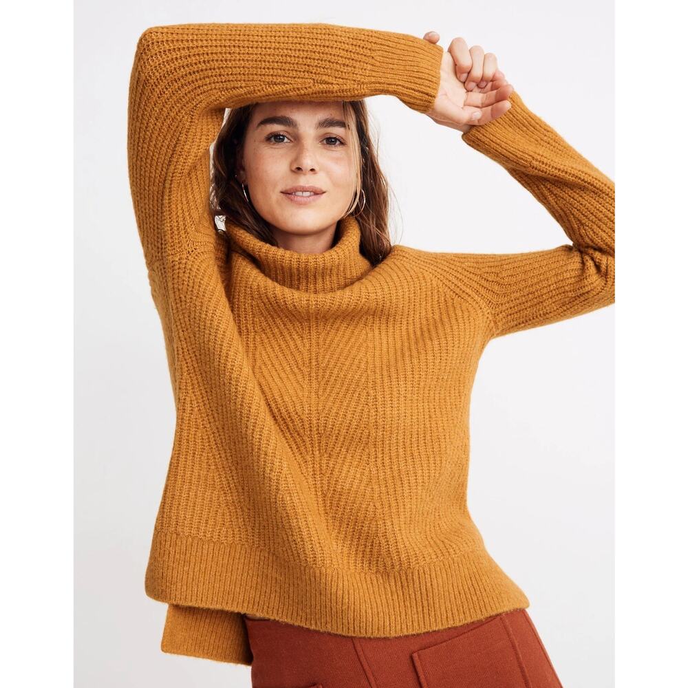 Madewell Mercer Turtleneck Sweater in Coziest Yarn Heather Saffron Women's XS